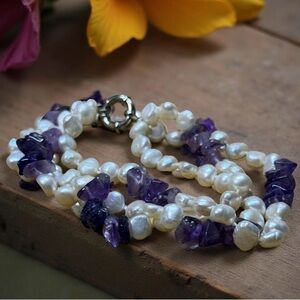 Elegant Pearl and Amethyst Bracelet